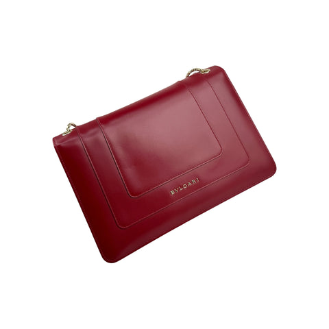 Bvlgari Leather Serpenti Forever Flap Bag Burgundy