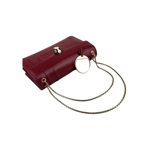 Bvlgari Leather Serpenti Forever Flap Bag Burgundy