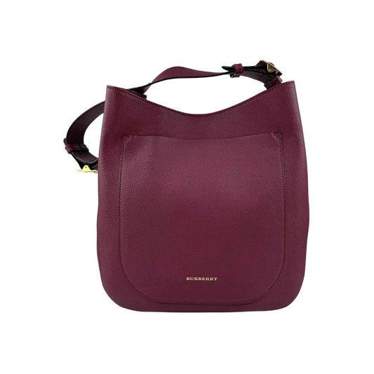 Burberry Burgundy Pebbled Leather Elmstone Shoulder Bag