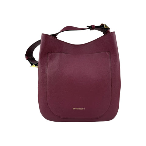 Burberry Burgundy Pebbled Leather Elmstone Shoulder Bag