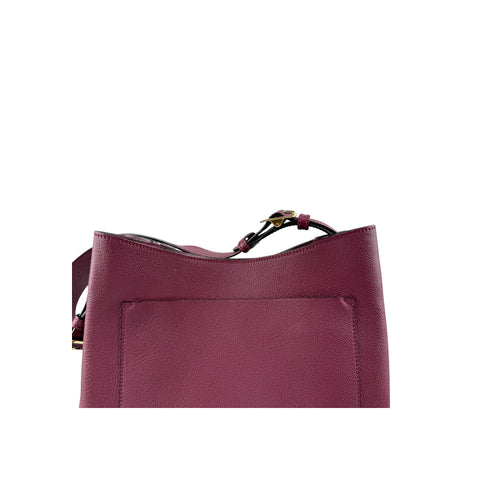 Burberry Burgundy Pebbled Leather Elmstone Shoulder Bag