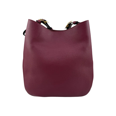 Burberry Burgundy Pebbled Leather Elmstone Shoulder Bag