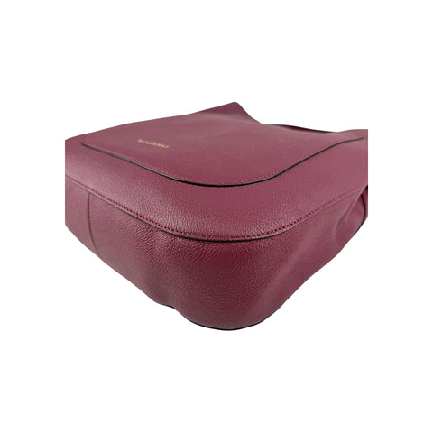 Burberry Burgundy Pebbled Leather Elmstone Shoulder Bag