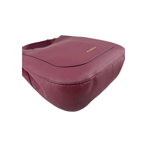 Burberry Burgundy Pebbled Leather Elmstone Shoulder Bag