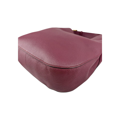 Burberry Burgundy Pebbled Leather Elmstone Shoulder Bag