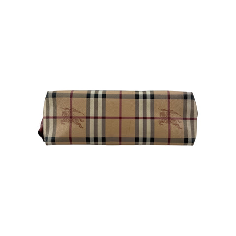 Burberry Haymarket Check Coated Canvas Pink Leather Bow Tie Crossbody Bag