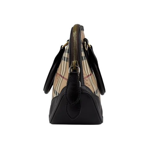 Burberry Haymarket Check Small Orchard Bowling Bag Chocolate
