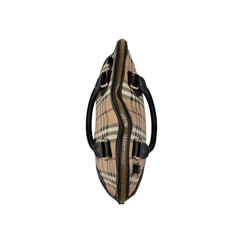 Burberry Haymarket Check Small Orchard Bowling Bag Chocolate