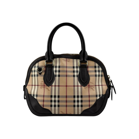 Burberry Haymarket Check Small Orchard Bowling Bag Chocolate