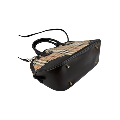 Burberry Haymarket Check Small Orchard Bowling Bag Chocolate