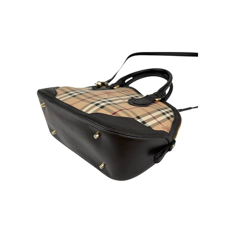 Burberry Haymarket Check Small Orchard Bowling Bag Chocolate