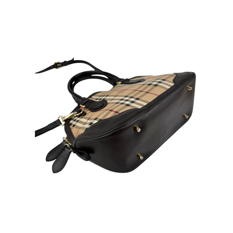 Burberry Haymarket Check Small Orchard Bowling Bag Chocolate