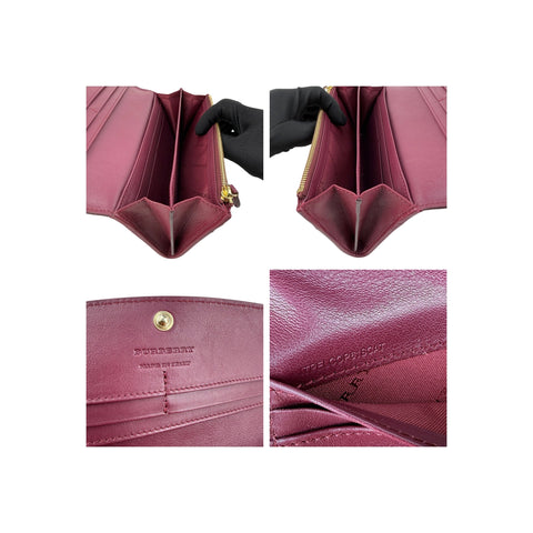 Burberry Red Leather and House Check Porter Continental Wallet