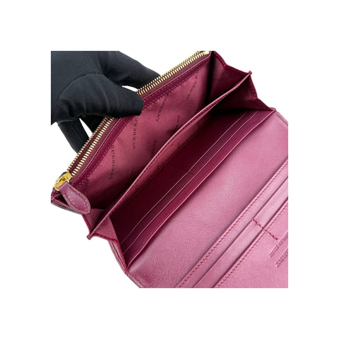 Burberry Red Leather and House Check Porter Continental Wallet