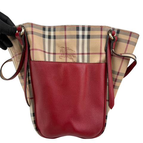 burberry leather trimmed haymarket check coated canvas canterbury tote bag right