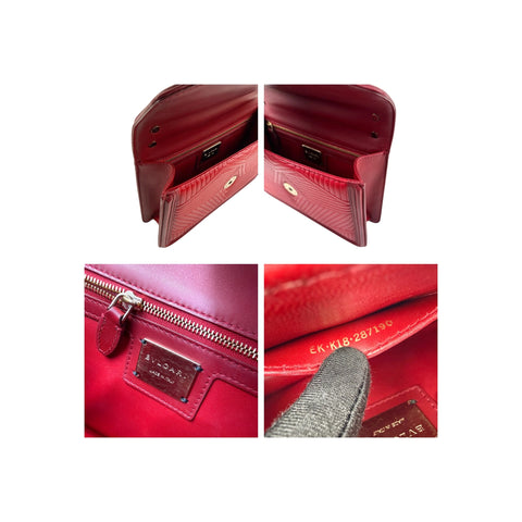 Bvlgari Leather Serpenti Diamond Red Shoulder Bag