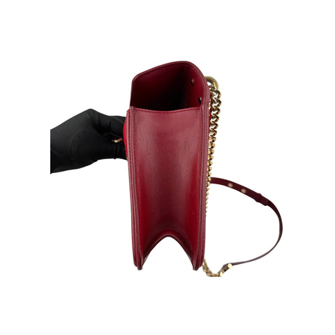 Bvlgari Leather Serpenti Diamond Red Shoulder Bag