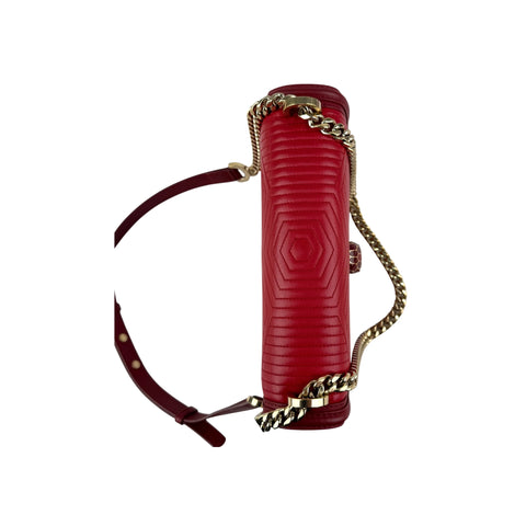 Bvlgari Leather Serpenti Diamond Red Shoulder Bag
