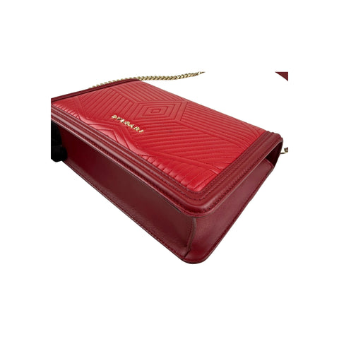 Bvlgari Leather Serpenti Diamond Red Shoulder Bag