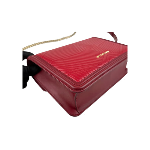 Bvlgari Leather Serpenti Diamond Red Shoulder Bag