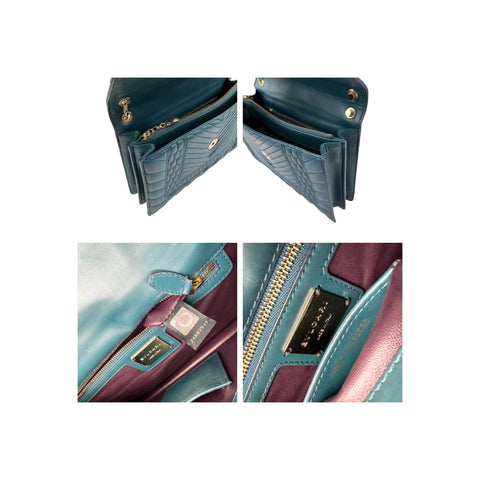 Bvlgari Teal Blue Quilted Leather Serpenti Forever Shoulder Bag