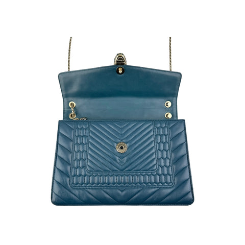 Bvlgari Teal Blue Quilted Leather Serpenti Forever Shoulder Bag