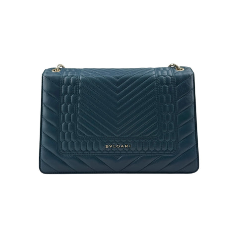 Bvlgari Teal Blue Quilted Leather Serpenti Forever Shoulder Bag