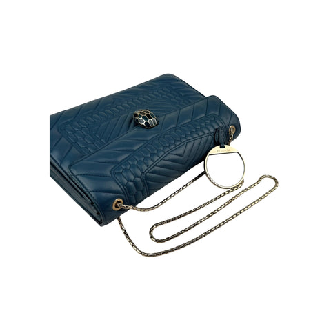 Bvlgari Teal Blue Quilted Leather Serpenti Forever Shoulder Bag