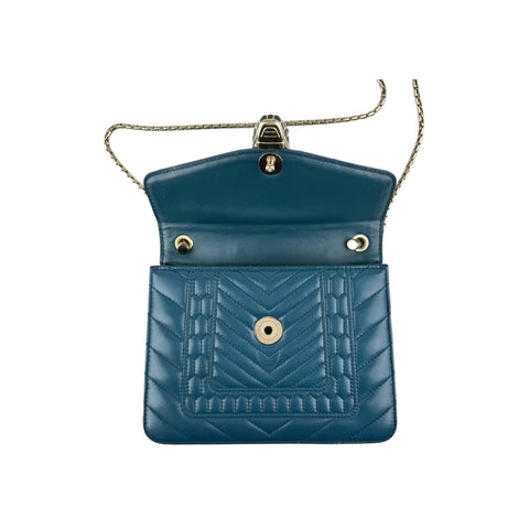 Bvlgari Teal Quilted Scaglie Leather Small Serpenti Forever Shoulder Bag