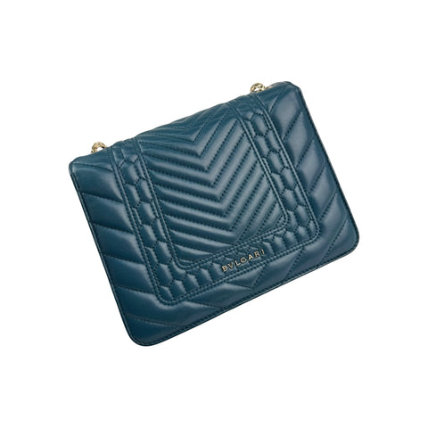 Bvlgari Teal Quilted Scaglie Leather Small Serpenti Forever Shoulder Bag