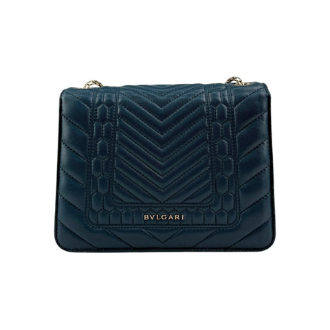 Bvlgari Teal Quilted Scaglie Leather Small Serpenti Forever Shoulder Bag