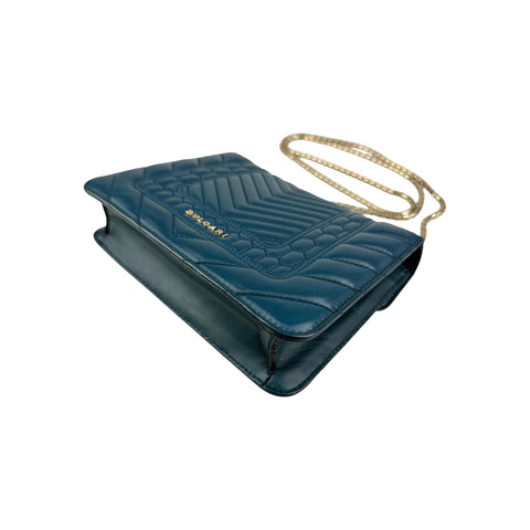 Bvlgari Teal Quilted Scaglie Leather Small Serpenti Forever Shoulder Bag
