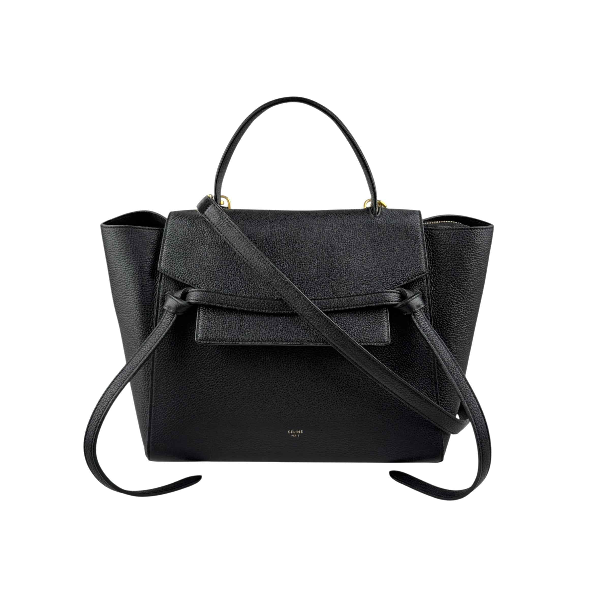 Celine Black Grained Calfskin Leather Micro Belt Bag