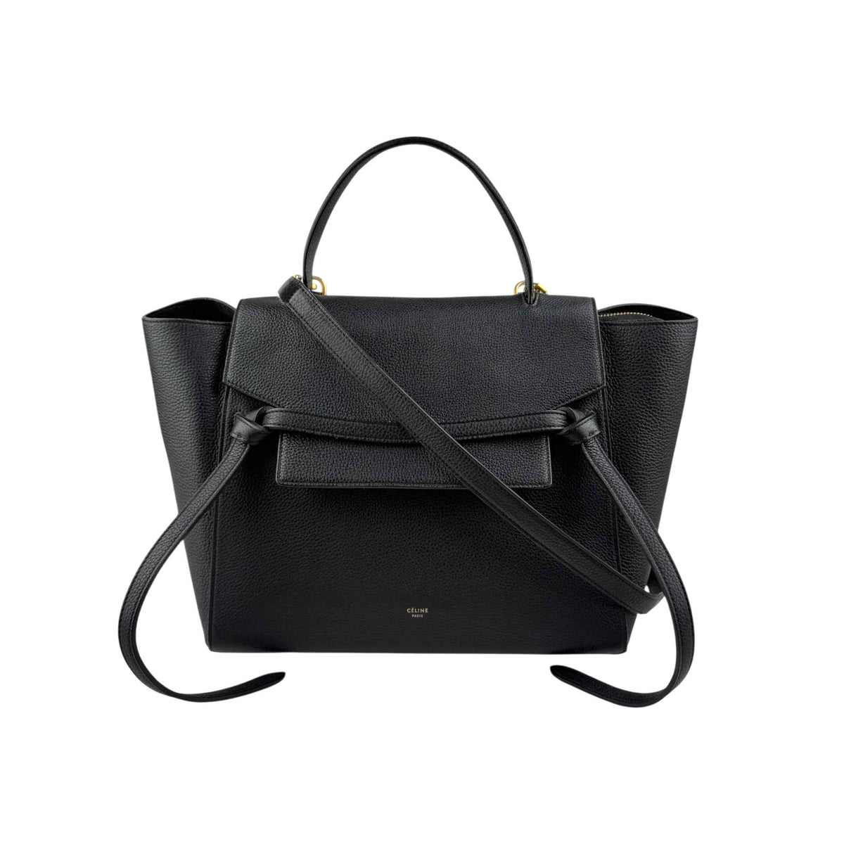 Celine Black Grained Calfskin Leather Micro Belt Bag
