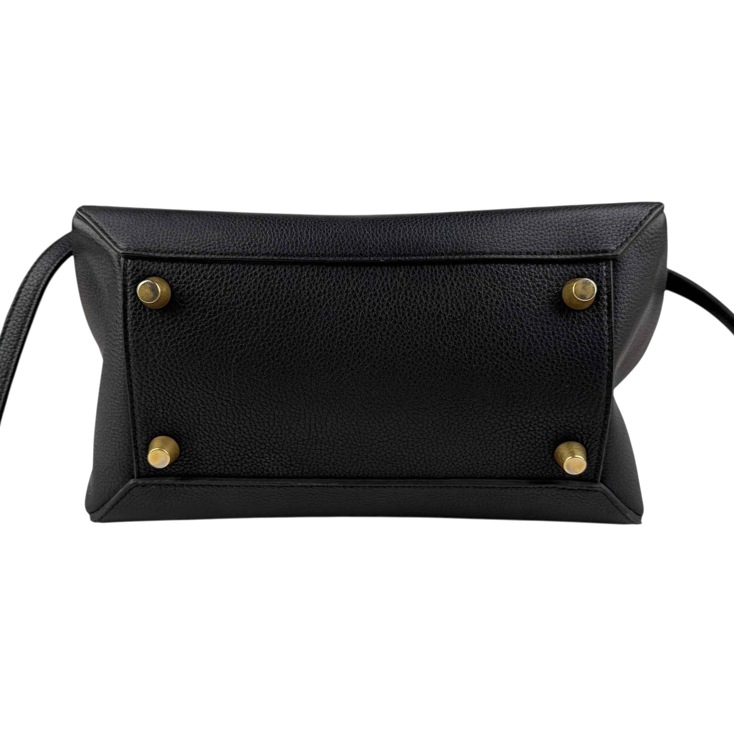 Celine Black Grained Calfskin Leather Micro Belt Bag