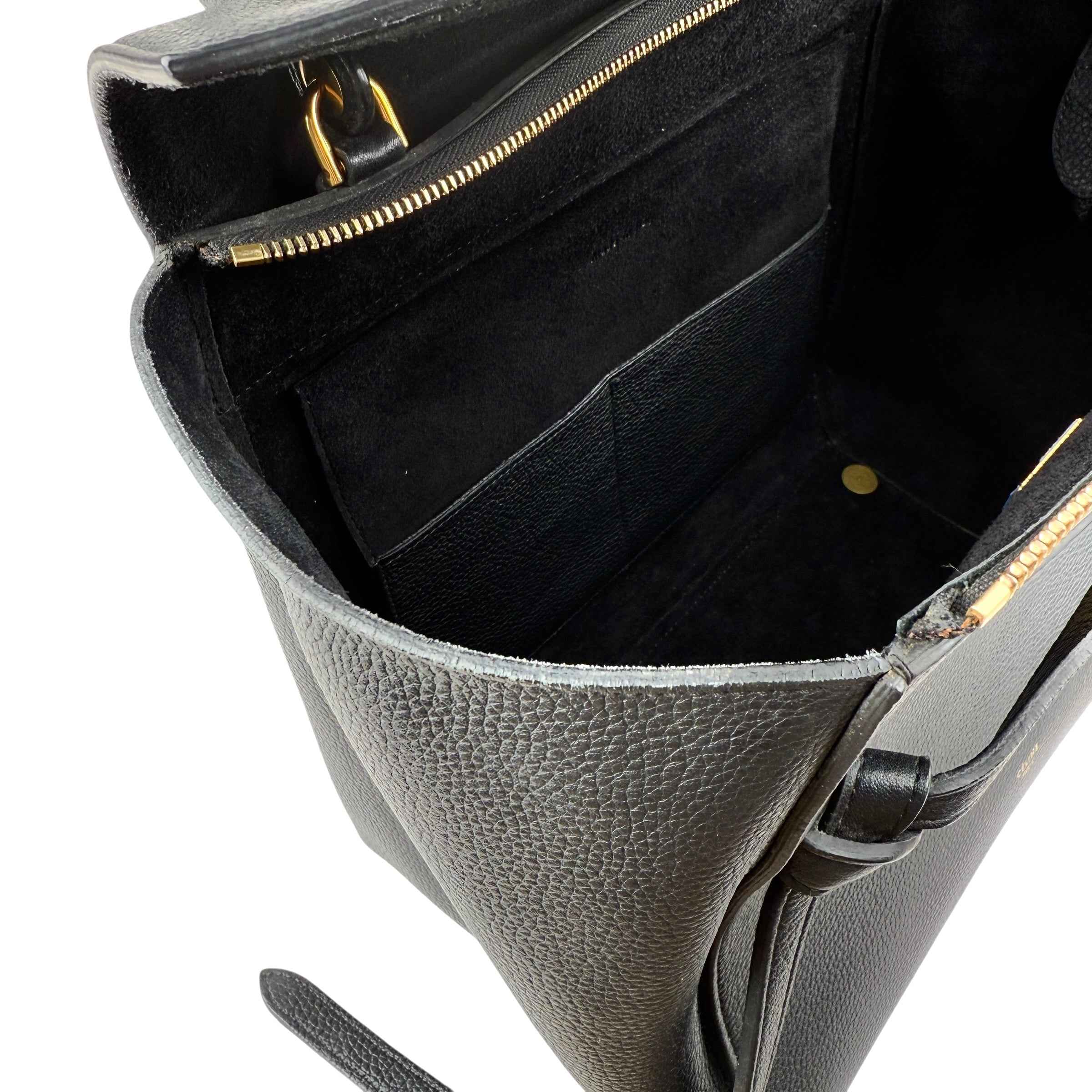 Celine Black Grained Calfskin Leather Micro Belt Bag