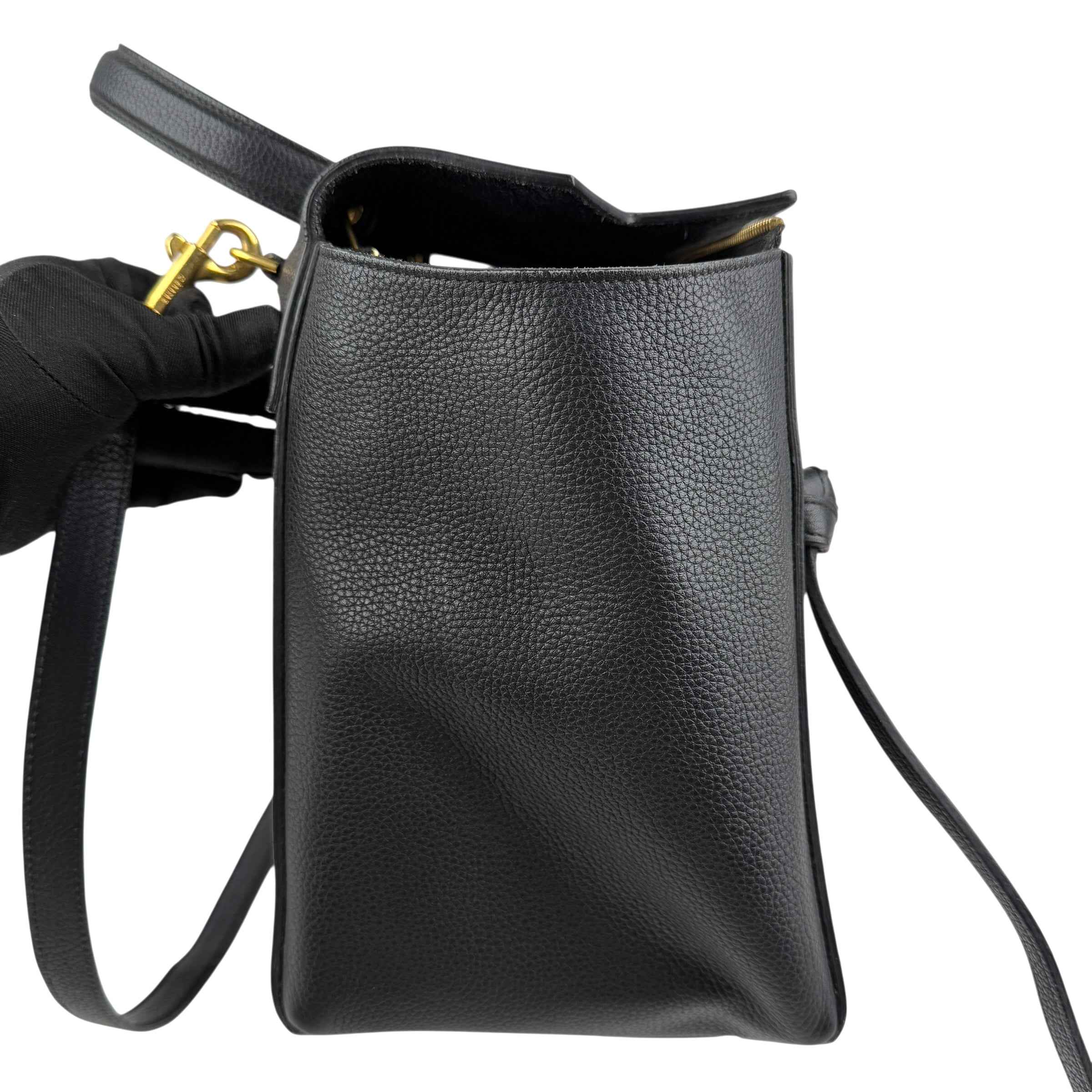 Celine Black Grained Calfskin Leather Micro Belt Bag