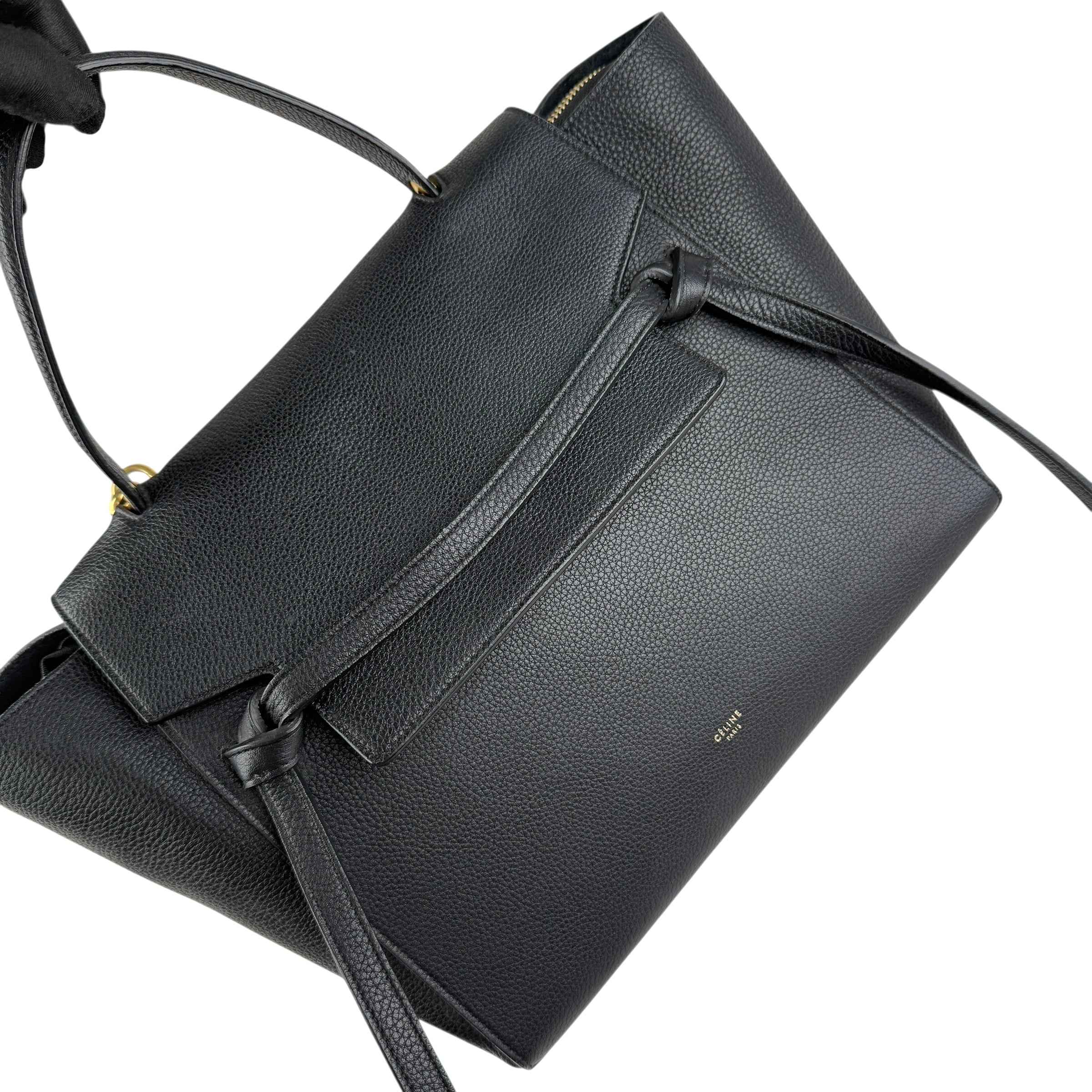 Celine Black Grained Calfskin Leather Micro Belt Bag