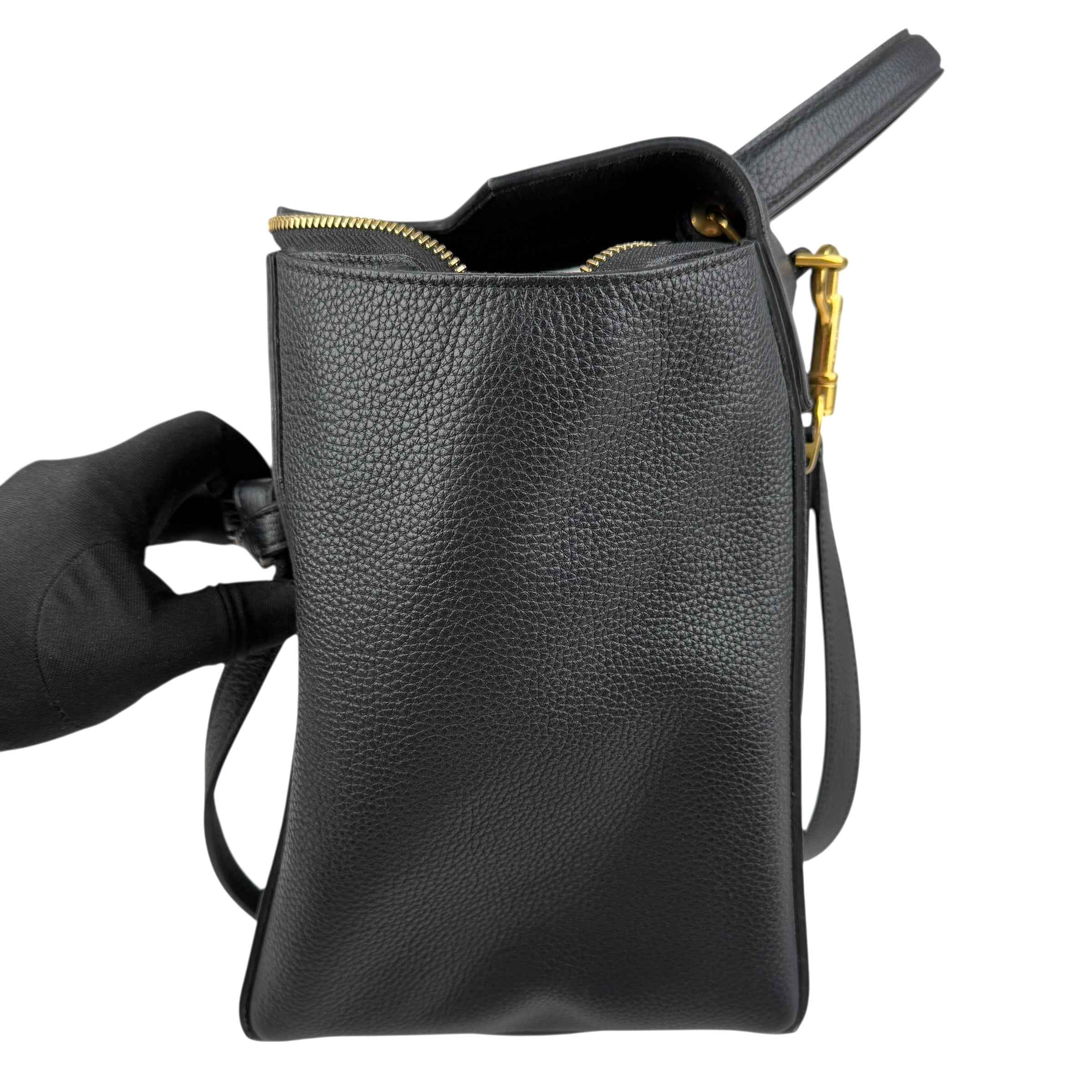 Celine Black Grained Calfskin Leather Micro Belt Bag