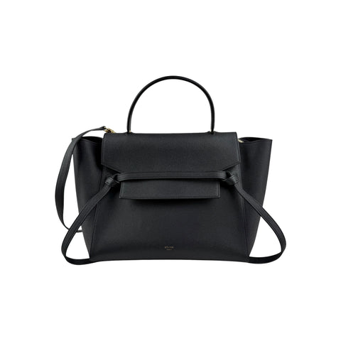 Celine Black Grained Leather Mini Belt Bag