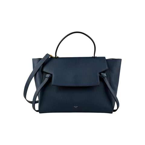 Celine Blue Grained Leather Mini Belt Bag