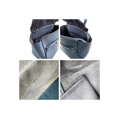 Celine Blue Grained Leather Mini Belt Bag