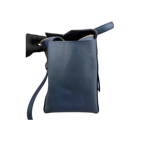 Celine Blue Grained Leather Mini Belt Bag
