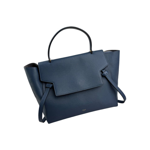 Celine Blue Grained Leather Mini Belt Bag