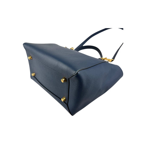 Celine Blue Grained Leather Mini Belt Bag