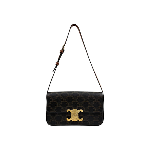 Celine Brown/Tan Triomphe Print Coated Canvas Claude Shoulder Bag