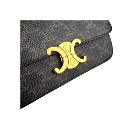 Celine Brown/Tan Triomphe Print Coated Canvas Claude Shoulder Bag