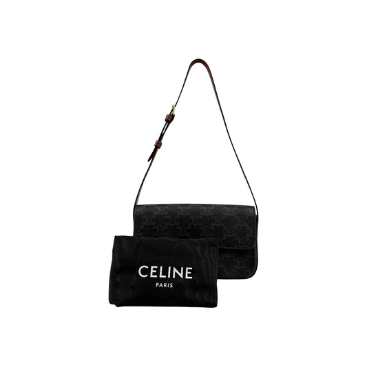 Celine Brown/Tan Triomphe Print Coated Canvas Claude Shoulder Bag