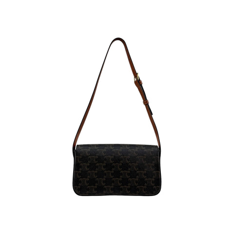 Celine Brown/Tan Triomphe Print Coated Canvas Claude Shoulder Bag