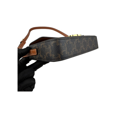 Celine Brown/Tan Triomphe Print Coated Canvas Claude Shoulder Bag
